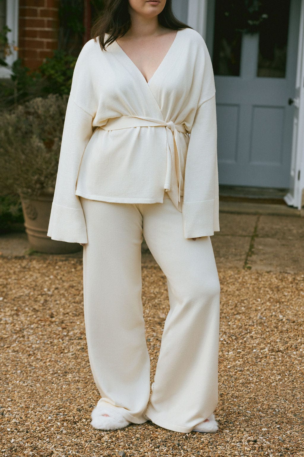 Amanda Knitted Lounge Cardigan - Off-white