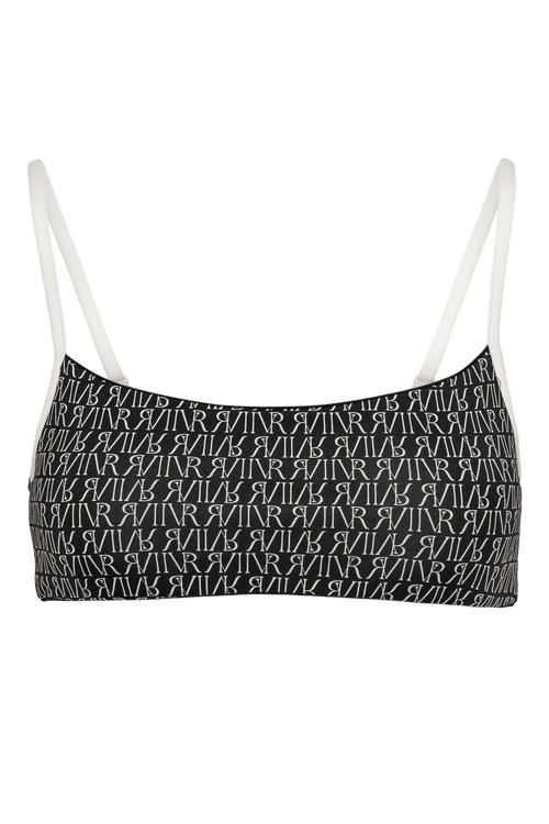 Ivorie Studio Bikini Barcelona Bikini Top - Black & Logo Print