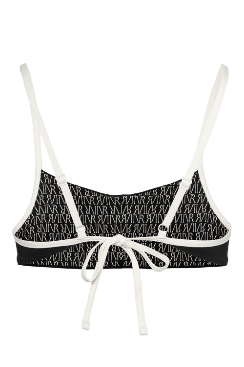 Ivorie Studio Bikini Barcelona Bikini Top - Black & Logo Print