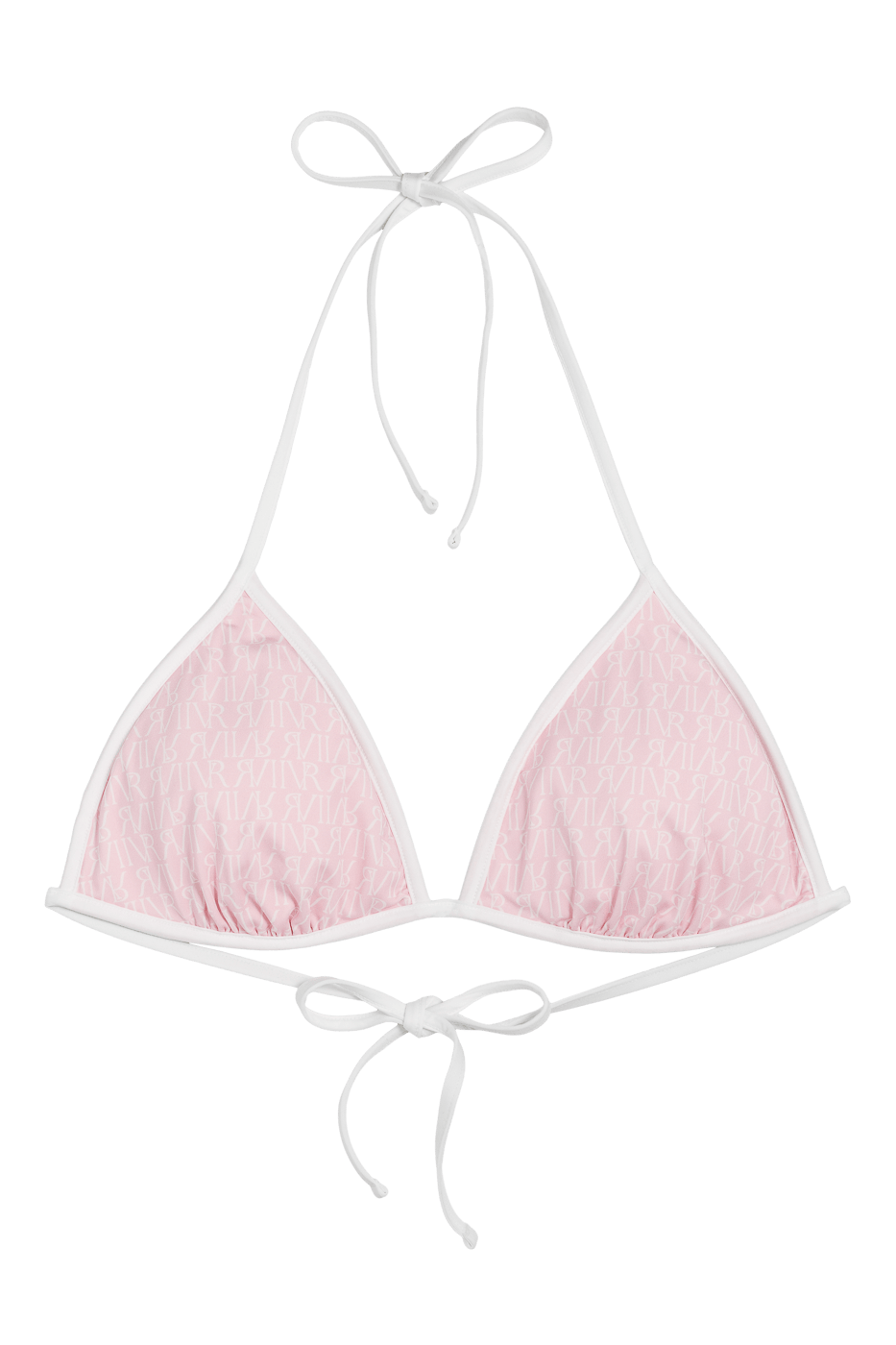 Dubai Bikini Top - Baby Pink & Logo Print