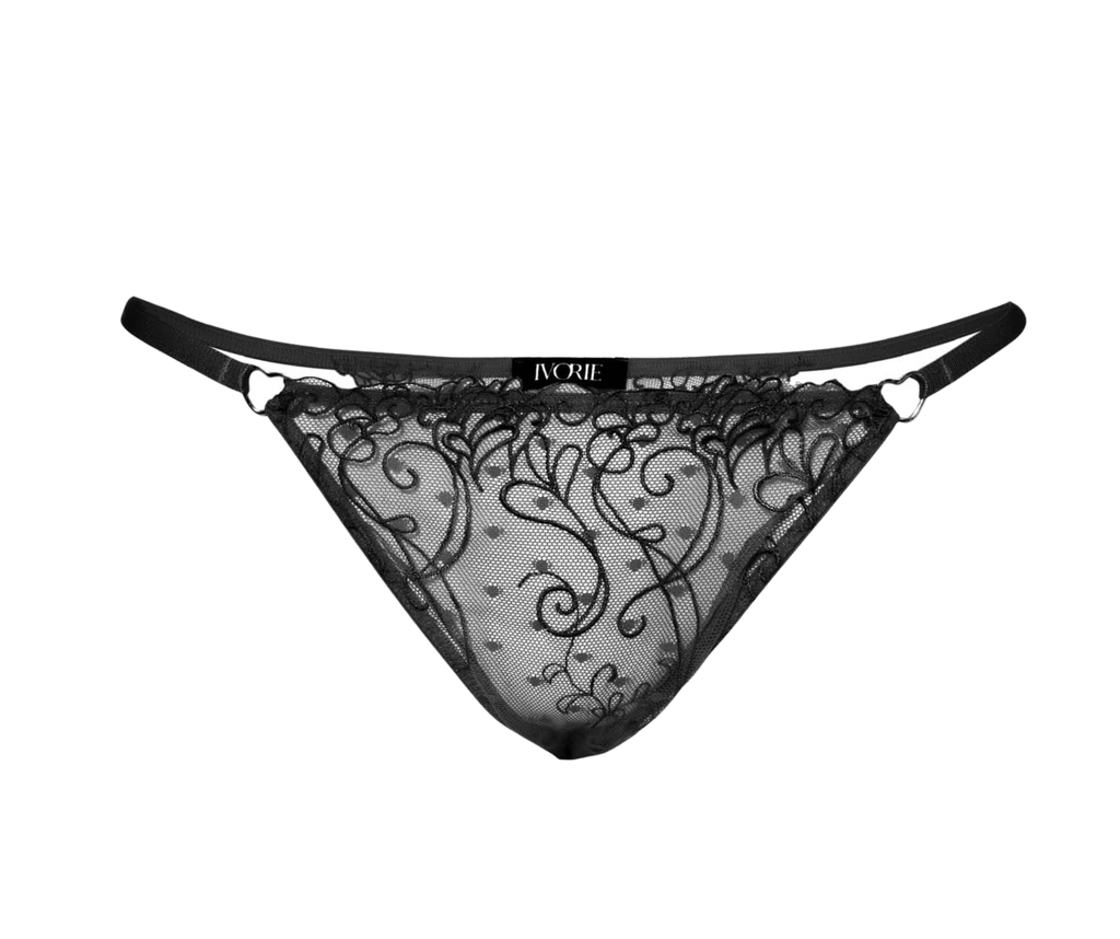 Ivorie Studio Love Heart Thong - Black