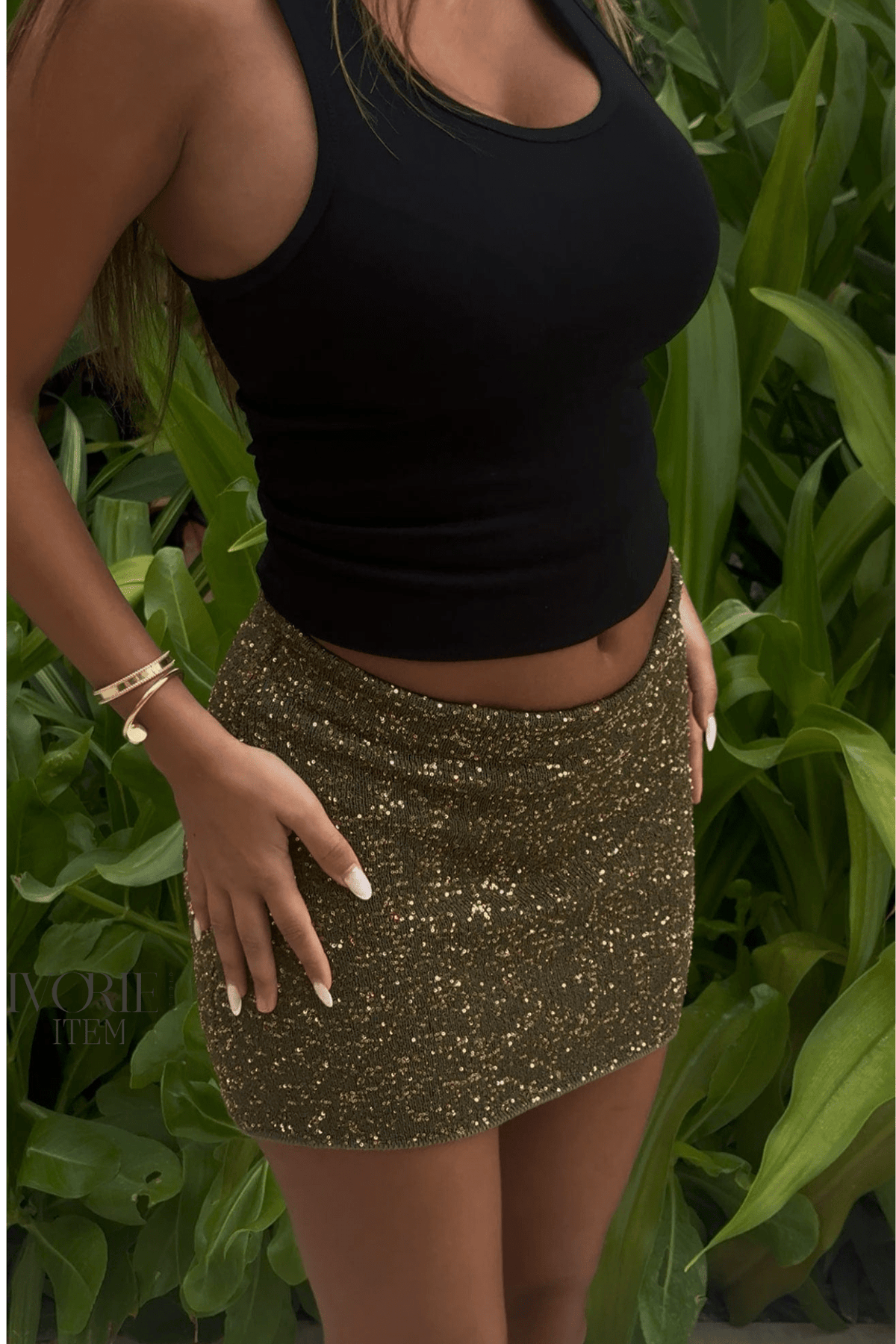 Ivorie Studio Miami Midnight Mini Skirt - Leafy Green