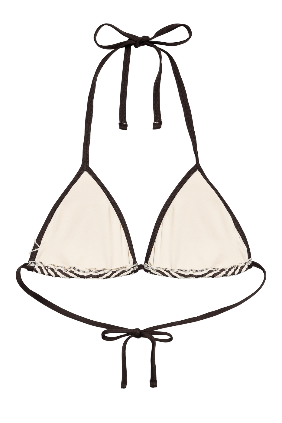 Ivorie Studio Swimwear and Beach Coverups Dubai Bikini Top - Espresso Brown/Cream Stripe