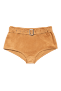 IVORIE STUDIO Swimwear and Beach Coverups Ibiza Suede Mini Shorts - Suede Brown