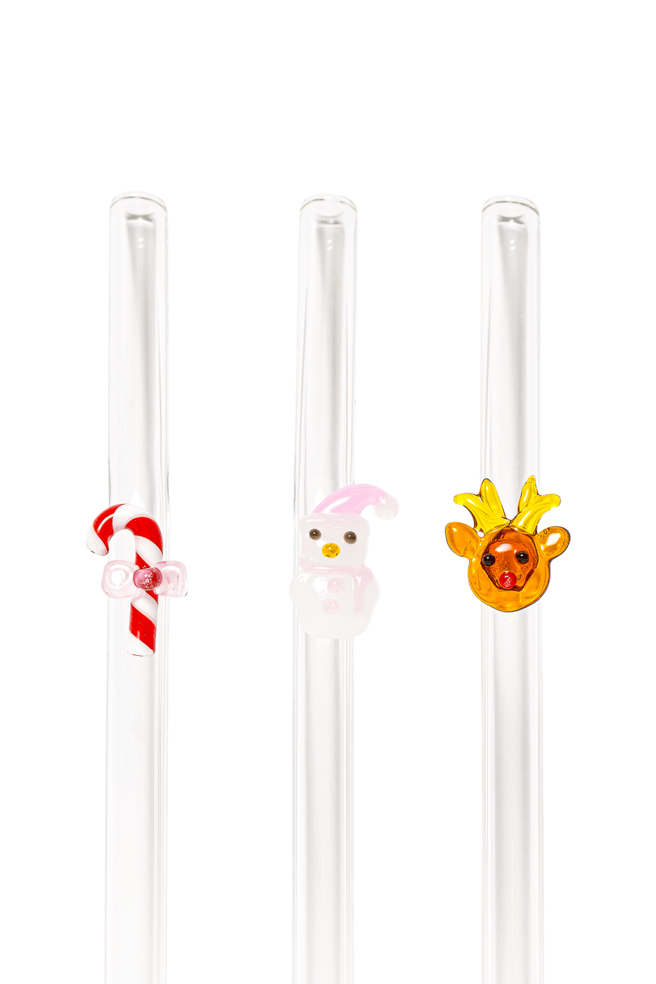 IVY HOME Christmas friends 3pk glass straws