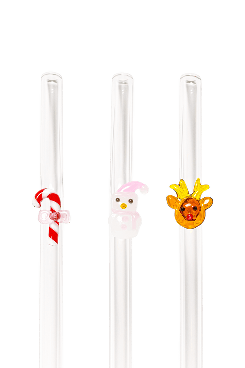 IVY HOME Christmas friends 3pk glass straws