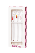 IVY HOME Christmas friends 3pk glass straws