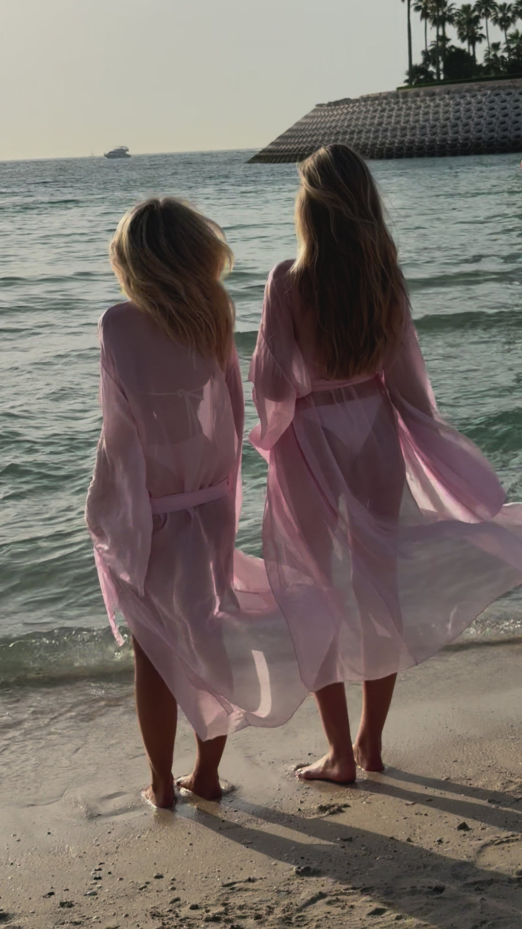 French Riviera Silk Robe - Baby Pink